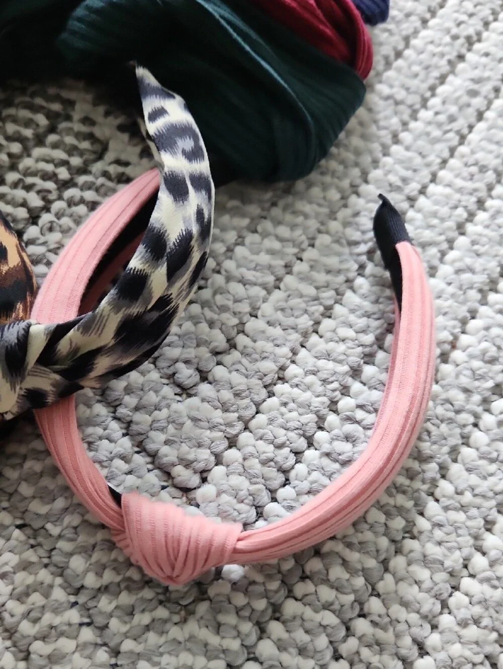 7 Assorted Knot Headbands - Pink, Leopard & Multicolor Set